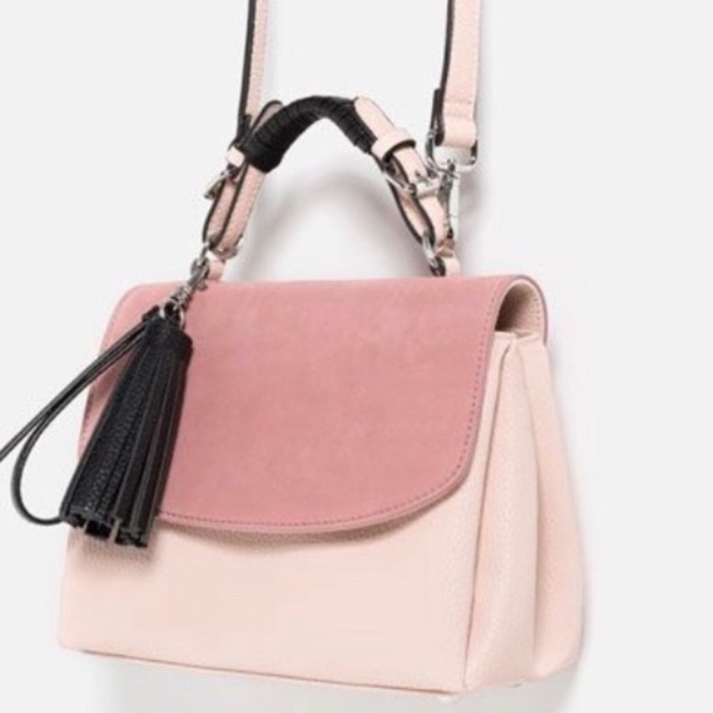 ZARA leather suede contrast city bag